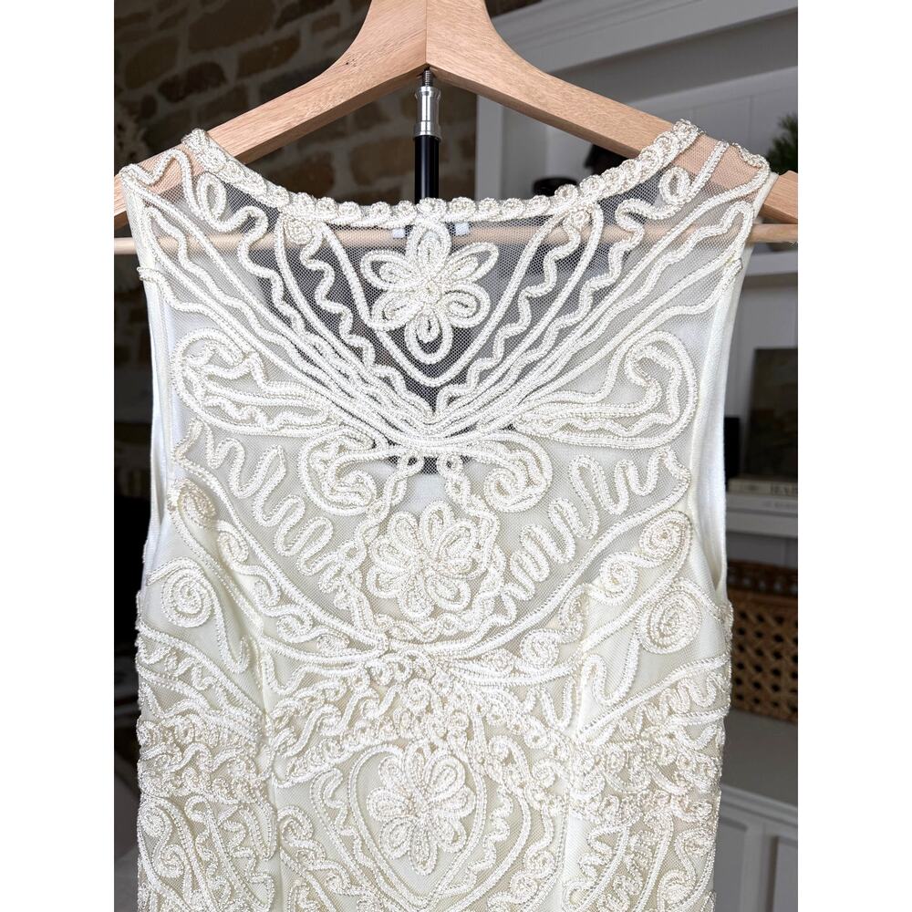 🤍✨ Le Lis Blanc Embroidered Mesh Sheath Dress | Size 38 | Ivory | Bridal